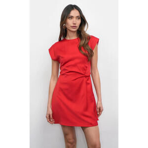 Watson Dolman Sleeve Satin Side Twist Mini Dress